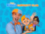 Blippi holding a tablet featuring Blippi and Meekah, introducing Blippi’s Curiosity Club