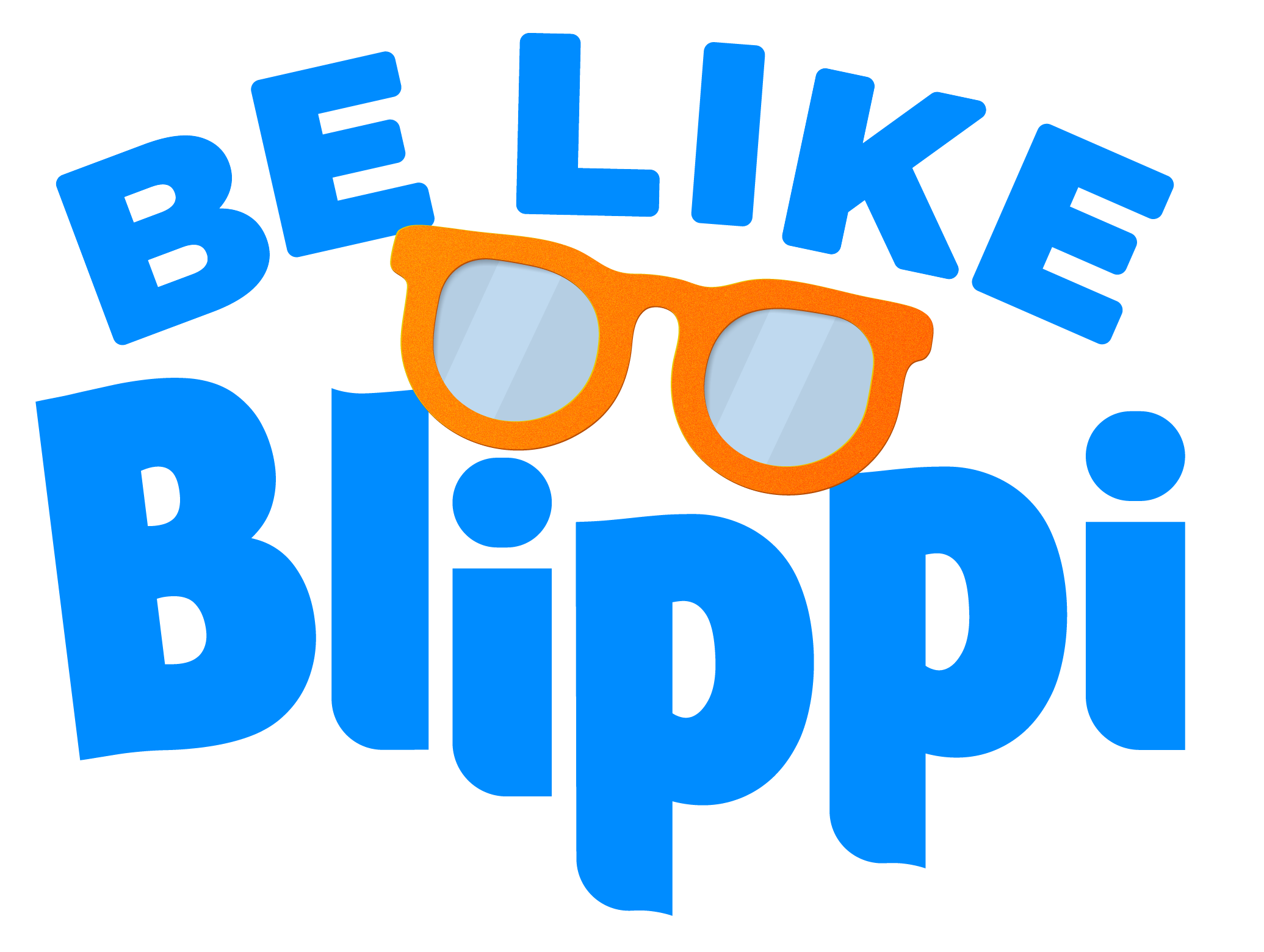 Be Like Blippi Week logo featuring playful typography, bright colors and Blippi’s iconic orange glasses symbolizing curiosity and adventure
