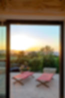Sunset view from the Guest Pavilion terrace at Poggio Posillipo overlooking the Umbrian countryside