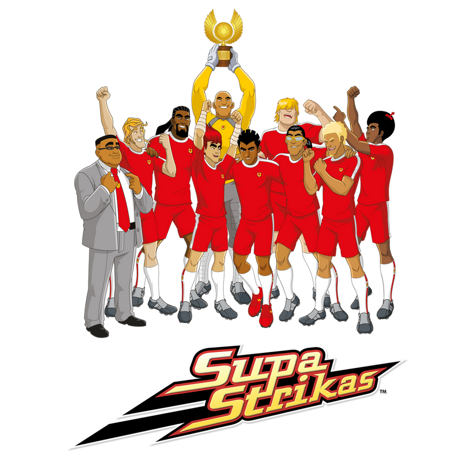 Supa Strikas logo with the Supa Strikas soccer team.