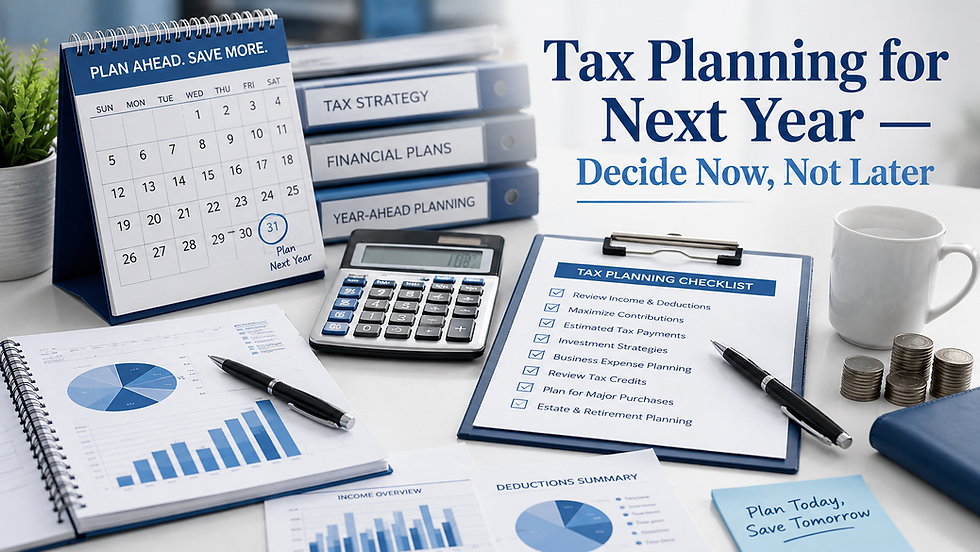 Tax Planning for Next Year — Decide Now, Not Later