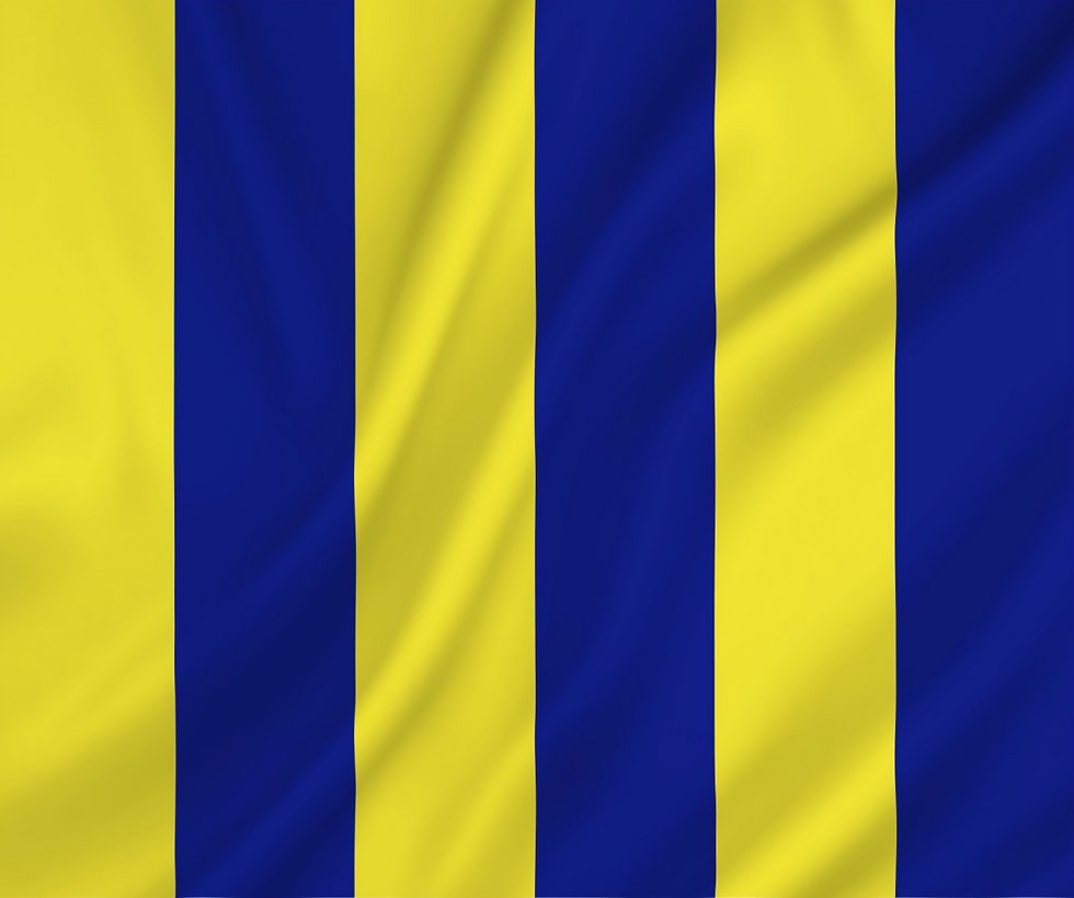Flagg med blå og gule striper