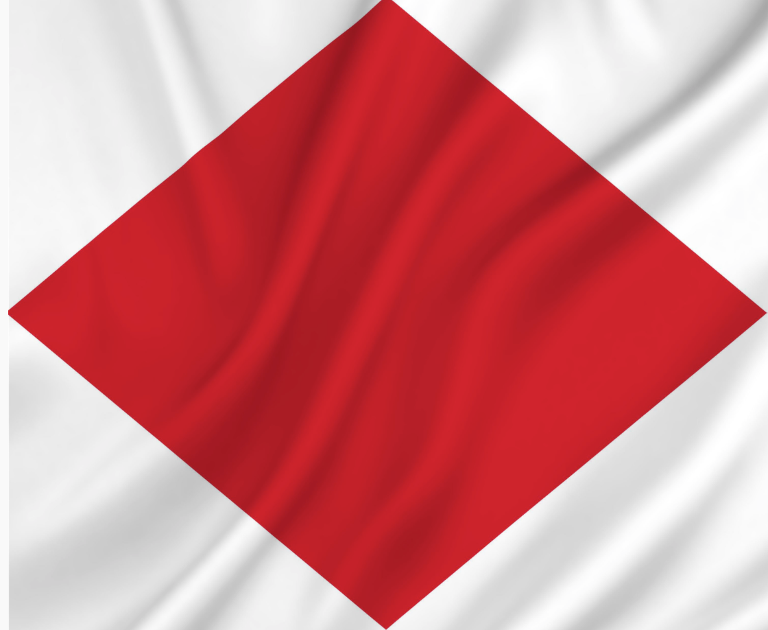 Flagg med rødt rombe