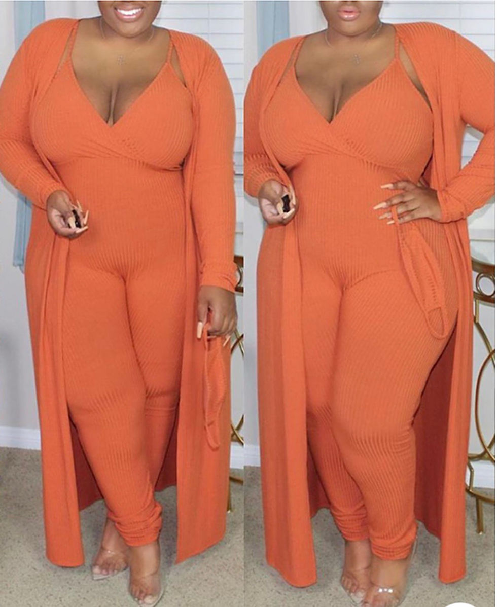 Thumbnail: Plus size 3p romper set w/MASK!