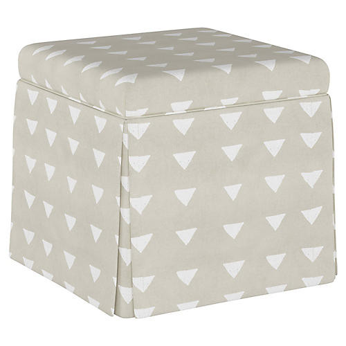 Neutral Skirted Ottoman