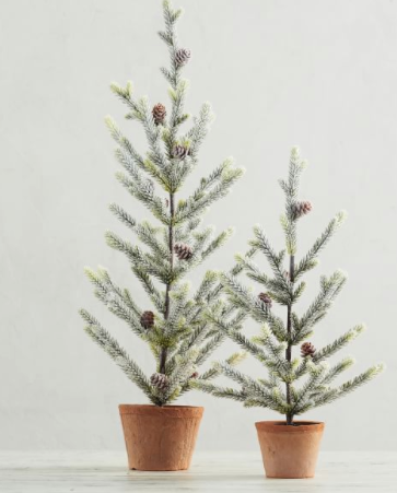 Faux Potted Frosted Trees