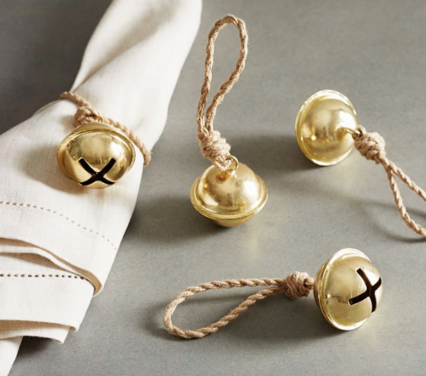 Jingle Bell Twine Napkin Rings, Set of 4