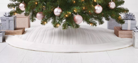 Cable Knit Tree Skirt Ivory