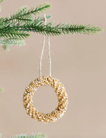 Woven Straw Wreath Ornament