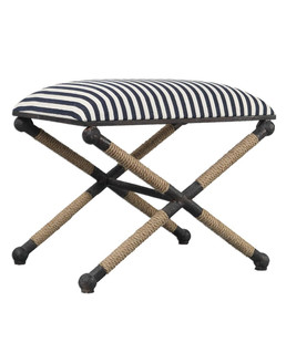 Navy Striped Ottoman