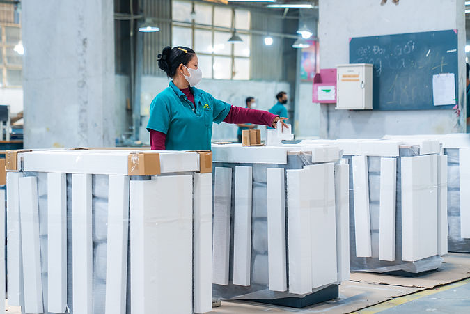 woman checking the packing process