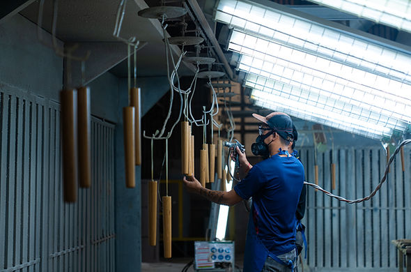 man finishing products