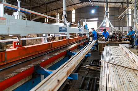 wood pieces being cut