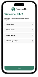 ScrapGo mobile app mockup requirements page