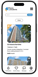 Places 4 Students mobile app mockup listing page