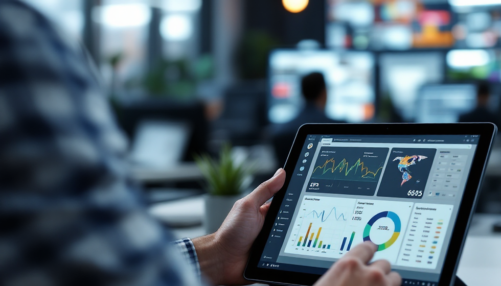 Fleet manager using GPS tracking dashboard on tablet
