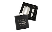 Flask Set & Black Powder Coated Flask - Engraved
