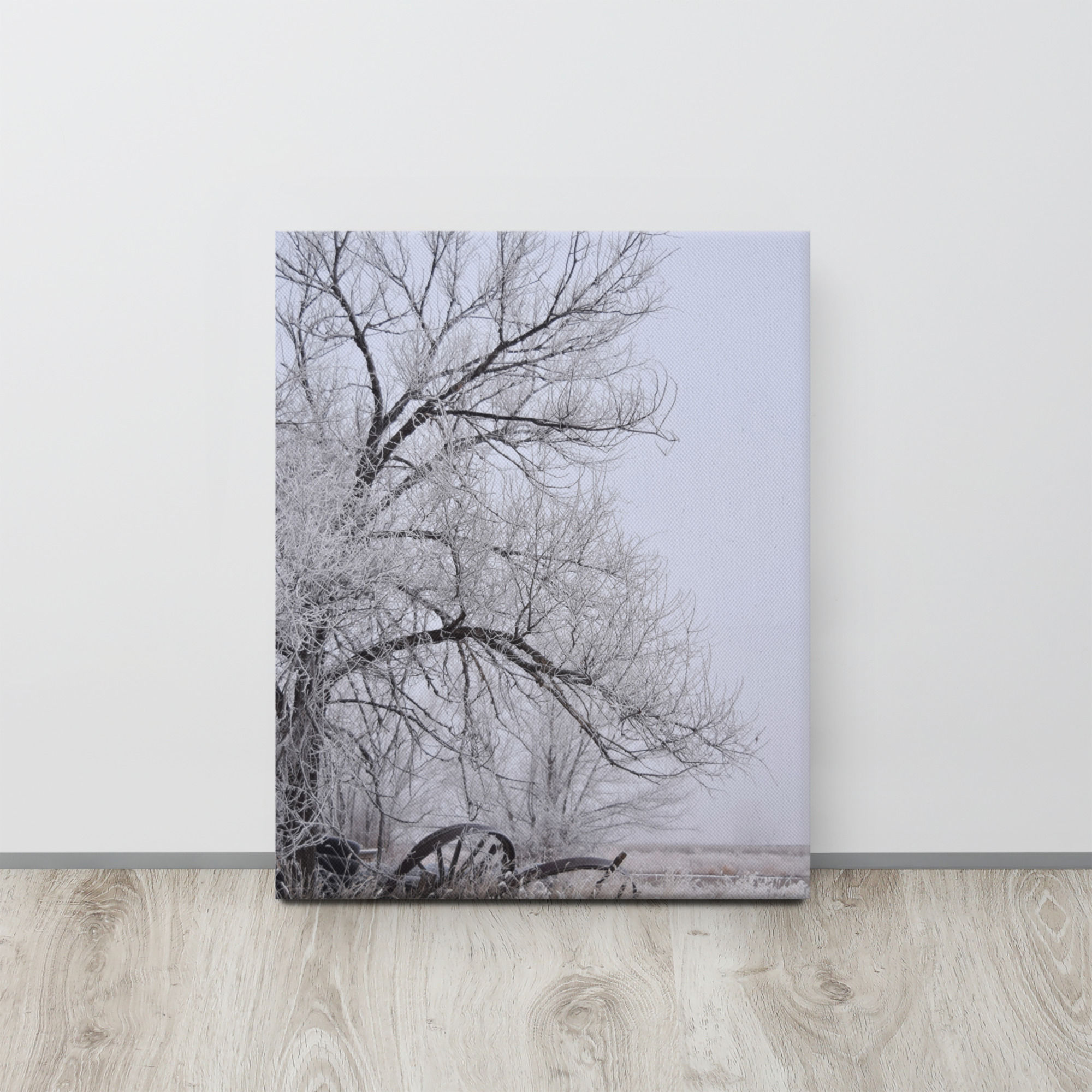 Canvas - Frosty Tree & Wagon Wheels