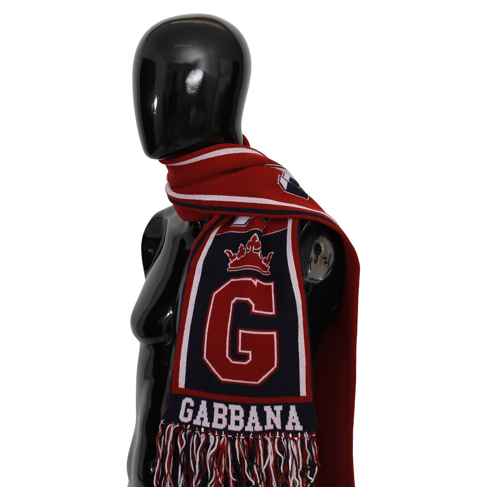 Thumbnail: Red Blue DG Crown Fringe Wrap Shawl Scarf