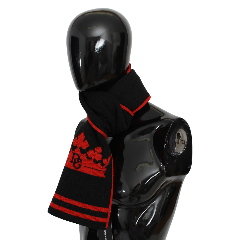 Thumbnail: Black Red DG Crown Knitted Wrap Shawl Scarf