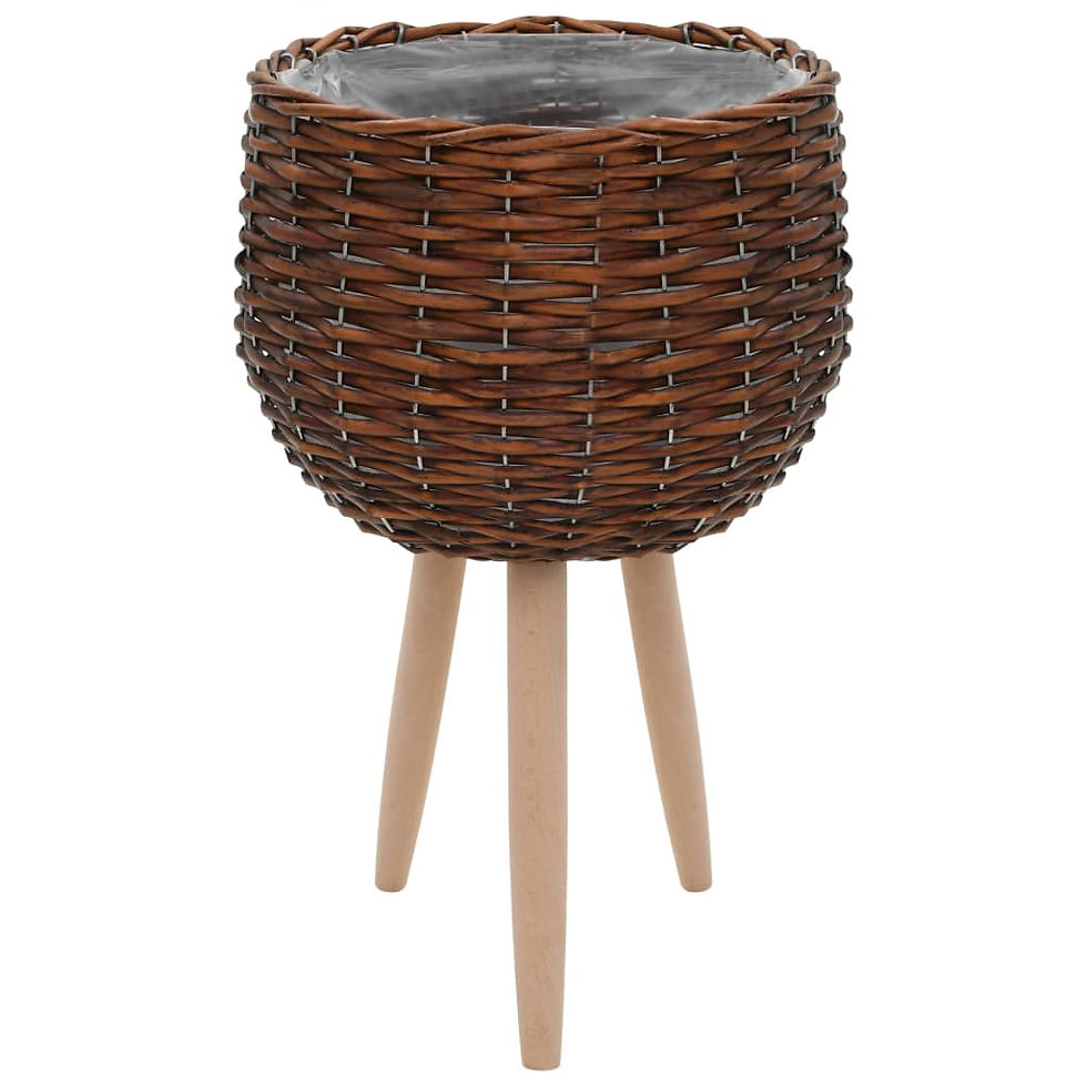 Thumbnail: vidaXL Planter 3 pcs Wicker with PE Lining