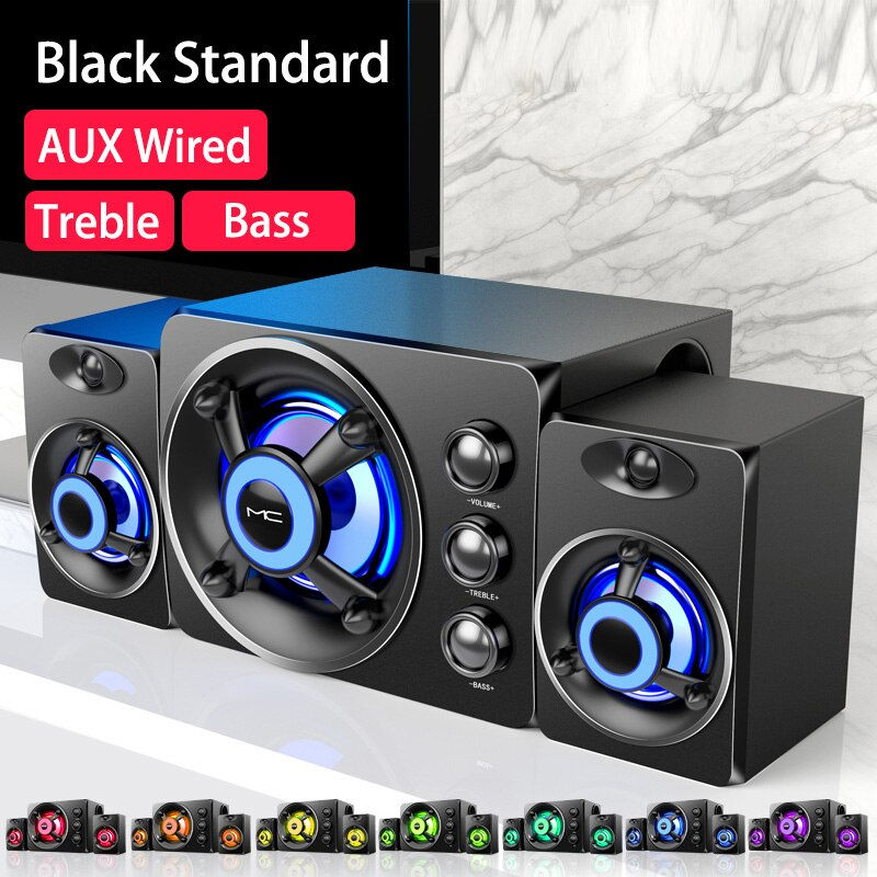Thumbnail: 2021 LED Computer Combination Speakers AUX USB Wired Wireless Bluetooth Audio S
