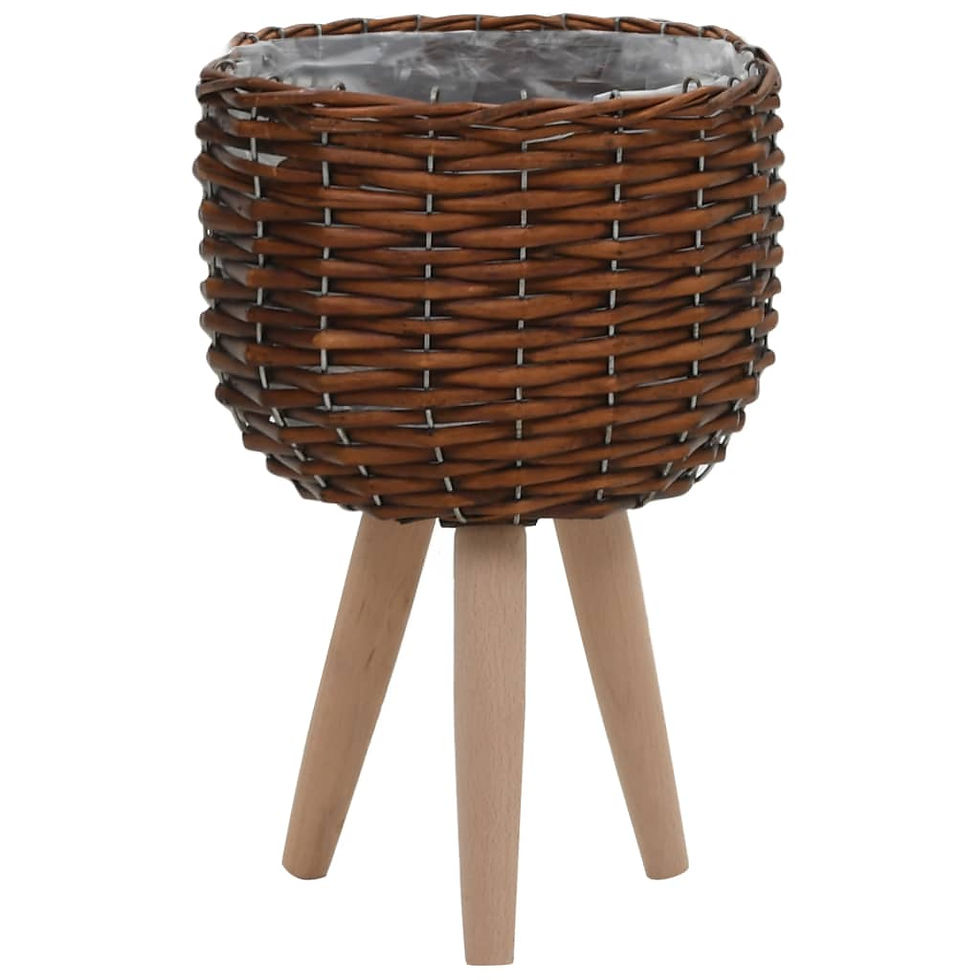 Thumbnail: vidaXL Planter 3 pcs Wicker with PE Lining