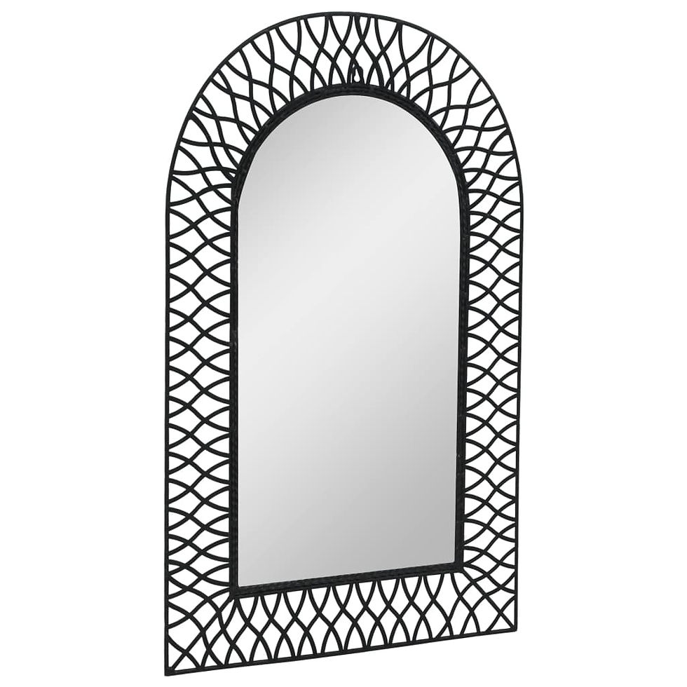 Thumbnail: vidaXL Garden Wall Mirror Arched Steel Frame Black Outdoor Decor 19.6"/23.6"