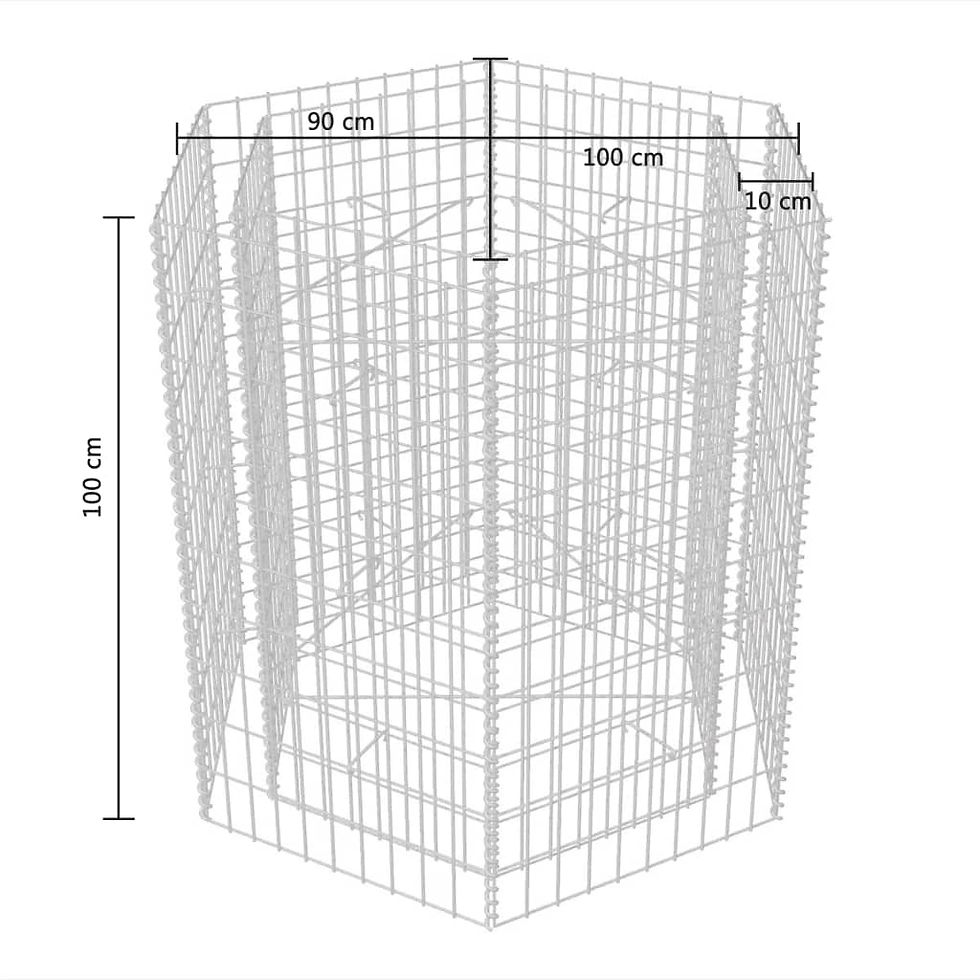 Thumbnail: vidaXL Hexagonal Gabion Planter Flower Bed Box Basket Yard Patio Multi Sizes