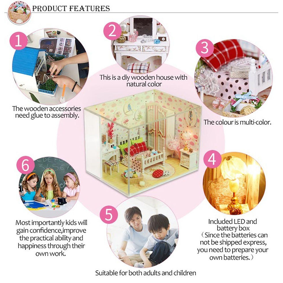 Thumbnail: Doll House Dream House DIY Miniature House Building Kit Wooden Furniture Toys fo