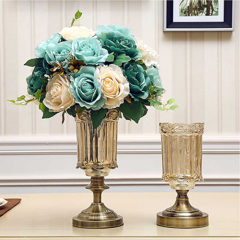 Thumbnail: 2X 28cm Transparent Glass Flower Vase with Metal Base Filler Vase