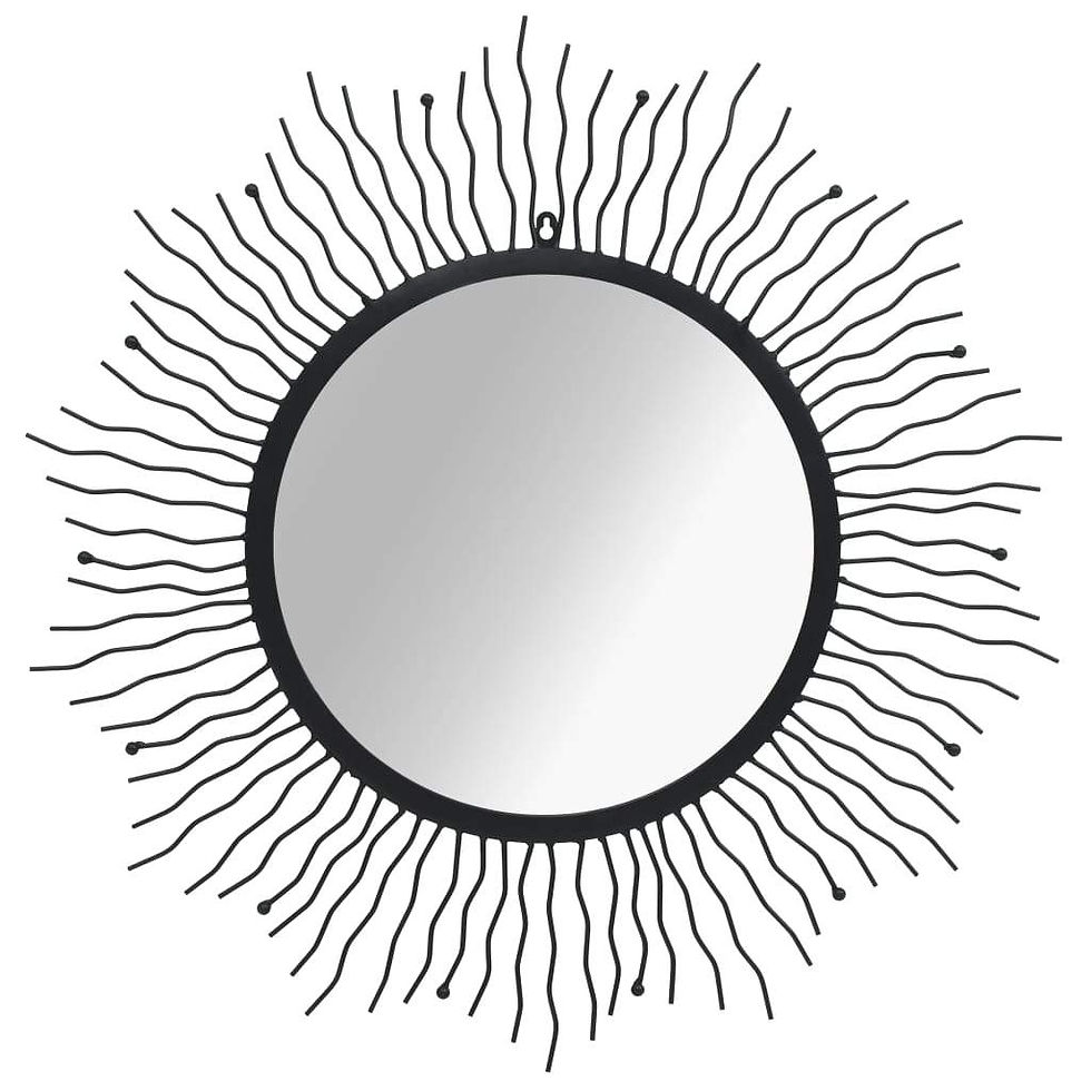 Thumbnail: vidaXL Wall Mirror Sunburst Black Home Steel Decor Hanging Mirror 23.6"/31.5"
