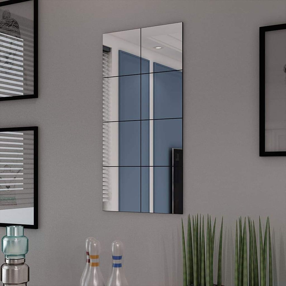 Thumbnail: vidaXL 8/16x Frameless Mirror Tiles Glass Wall Mirror Home Decor Bathroom