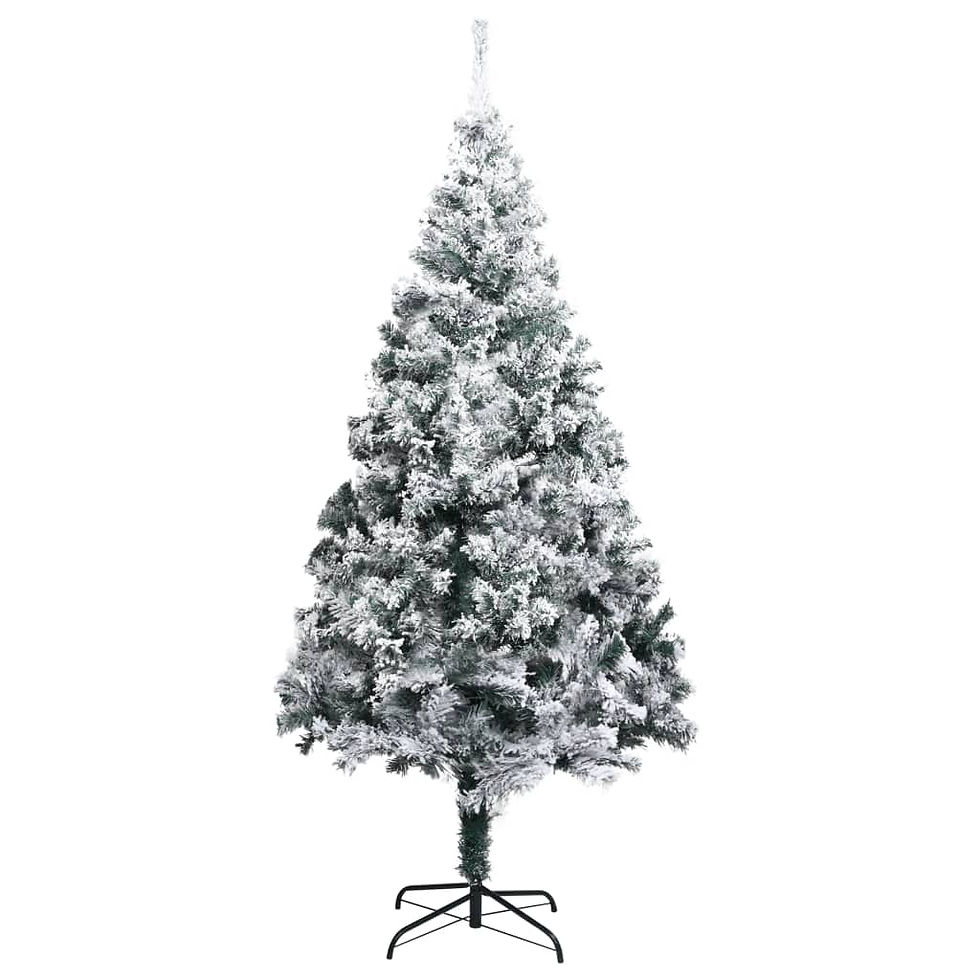 Thumbnail: vidaXL Artificial Christmas Tree with Flocked Snow Green PVC Tree Multi Sizes