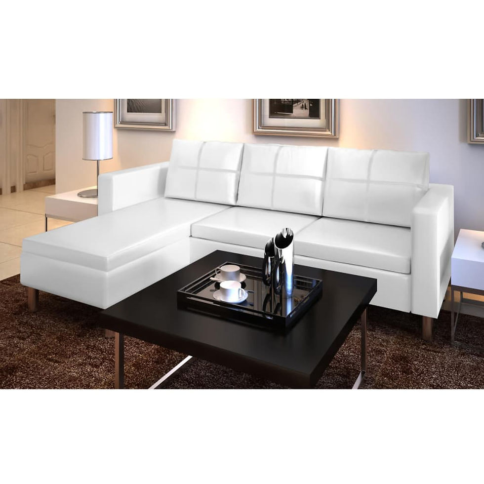 Thumbnail: vidaXL Sectional Sofa 3-Seater Artificial Leather Couch Seating Black/White