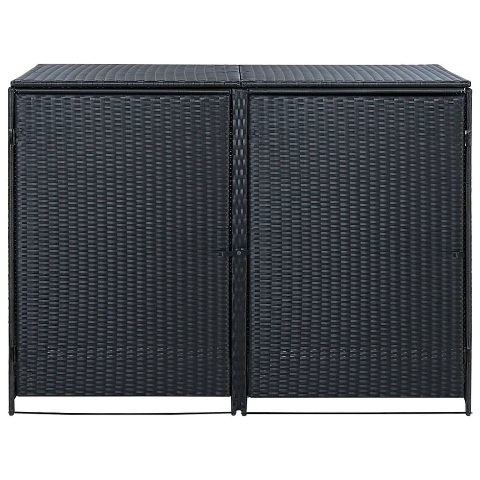 Thumbnail: vidaXL Double Wheelie Bin Shed Poly Rattan Anthracite/Black Outdoor Garbage