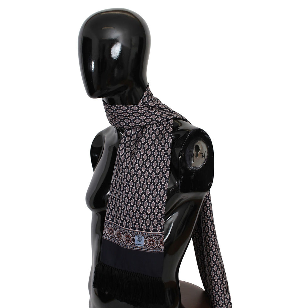 Thumbnail: Silk Multicolor Fringe Neck Wrap Shawl Scarf