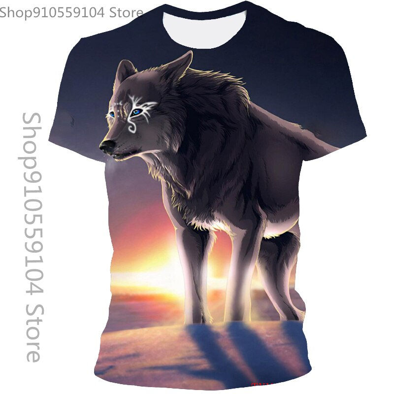 Thumbnail: Summer Men And Women Casual Fashion Animal Wolf 3d Printing T-Shirt Personality