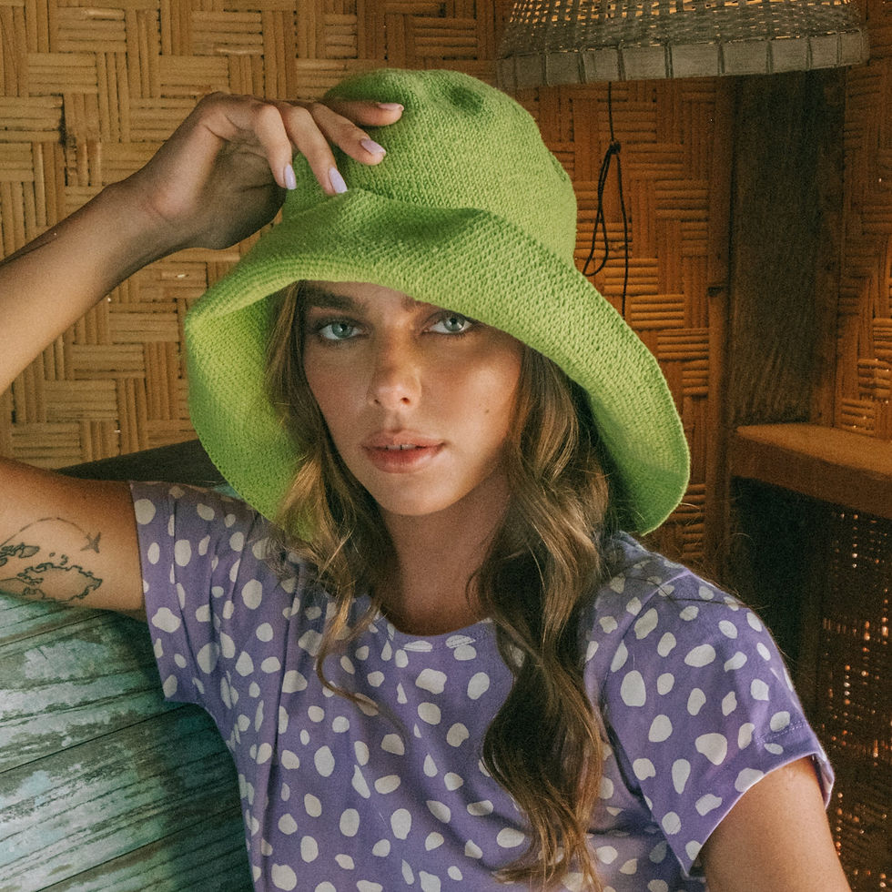 Thumbnail: BLOOM Crochet Sun Hat, in Lime Green