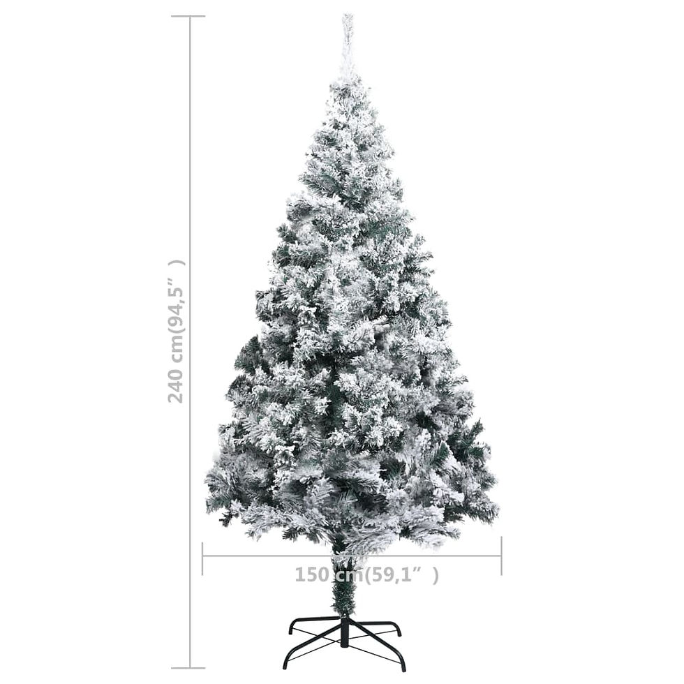 Thumbnail: vidaXL Artificial Christmas Tree with Flocked Snow Green PVC Tree Multi Sizes