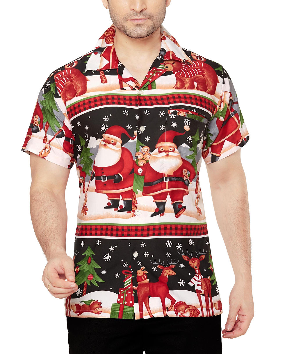 Thumbnail: CLUB CUBANA Men's Regular Fit Classic Short Sleeve Casual Christmas Xmas Shirt