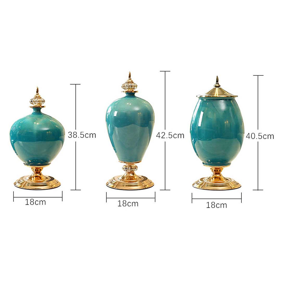 Thumbnail: 3X Ceramic Oval Flower Vase with White Flower Set Green