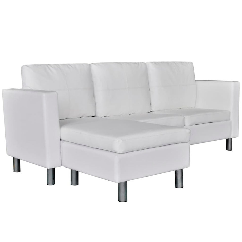 Thumbnail: vidaXL Sectional Sofa 3-Seater Artificial Leather Couch Seating Black/White