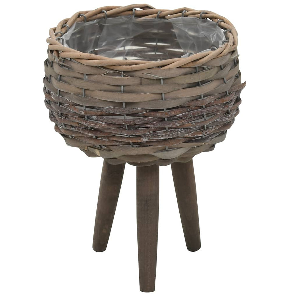 Thumbnail: vidaXL Planter 3 pcs Wicker with PE Lining