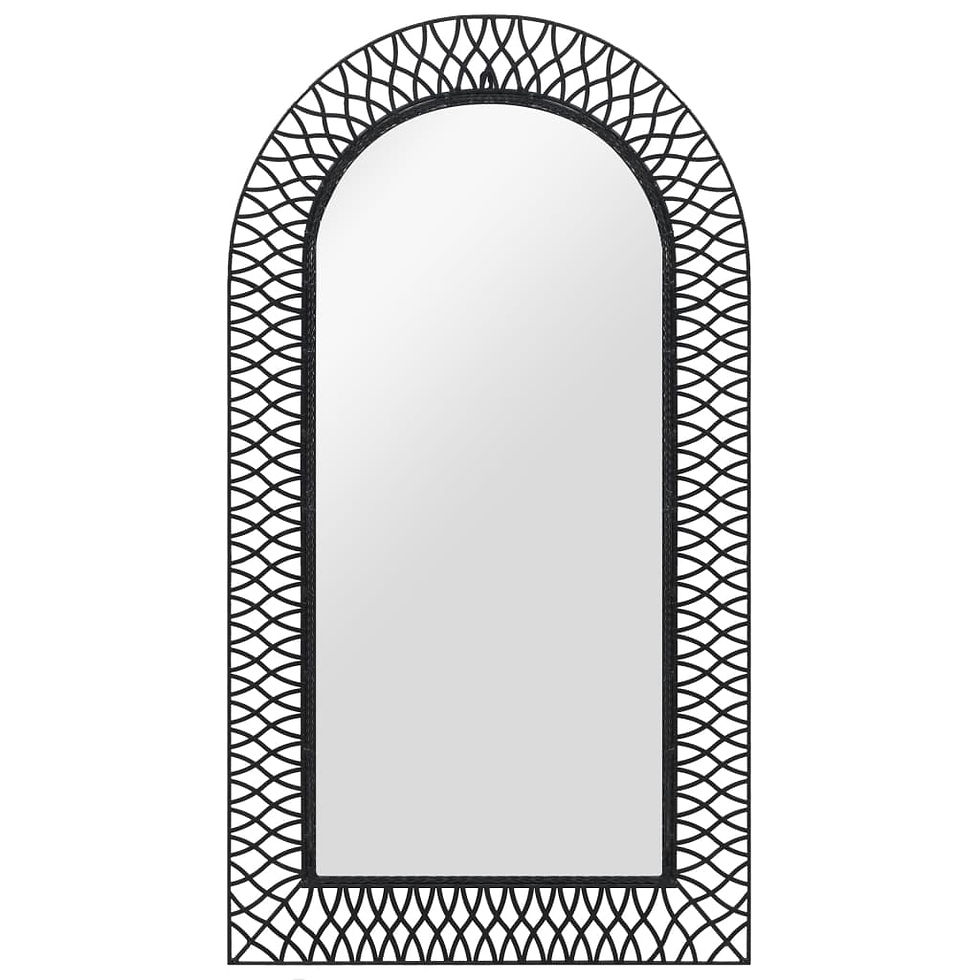 Thumbnail: vidaXL Garden Wall Mirror Arched Steel Frame Black Outdoor Decor 19.6"/23.6"