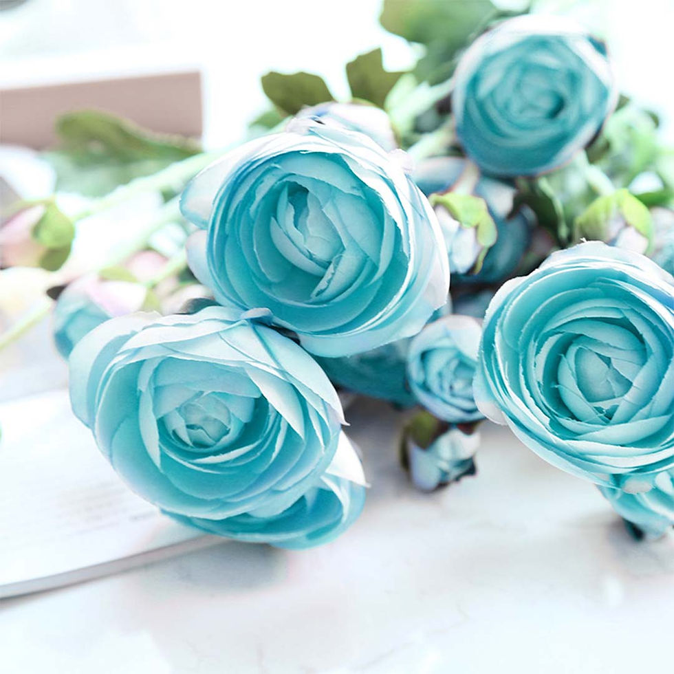 Thumbnail: 12pcs Artificial Silk Flower Fake Rose Bouquet Table Decor Blue