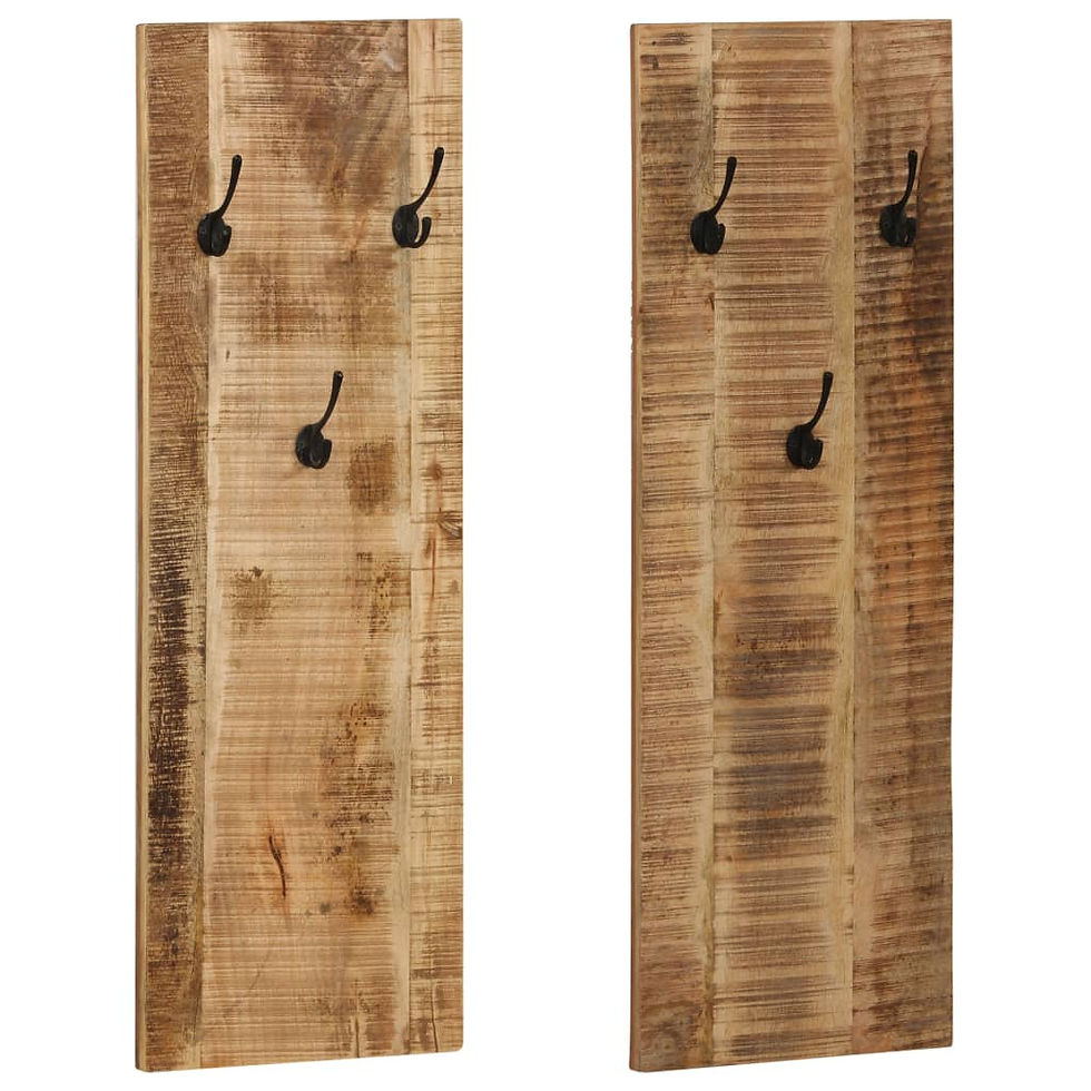 Thumbnail: vidaXL Wall-mounted Coat Racks 2 pcs Solid Mango Wood 14.2"x43.3"x1.2"