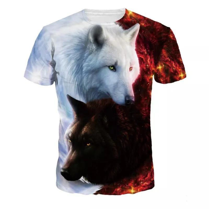 Thumbnail: Lovers Wolf Printed T shirts Men 3d T-shirts Drop Ship Top Tee Short Sleeve Cam