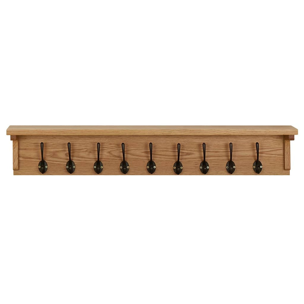 Thumbnail: vidaXL Coat Rack Solid Oak Wood Stand Wall Mounted Hook Hanger 23.6"/35.4"
