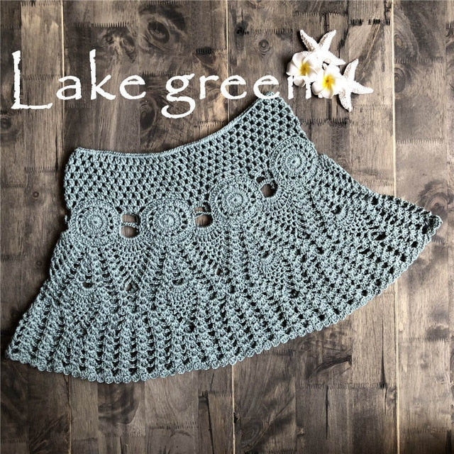 Thumbnail: Hand Hook Crochet Bikinis Bottom Handmade Knitted Hollow Out A-line skirt Sexy S